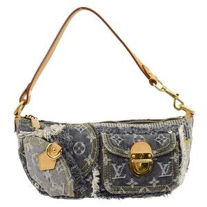 Louis Vuitton Black Monogram Denim Patchwork Pouchy Handbag M95383 VI1017 174019
